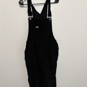Dickies Black Corduroy Overalls with Front Pocket